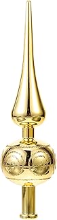 STOBOK Christmas Tree Topper Blown Xmas Tree Finials Hand- Painted Treetop for Christmas Tree Ornaments (Golden)