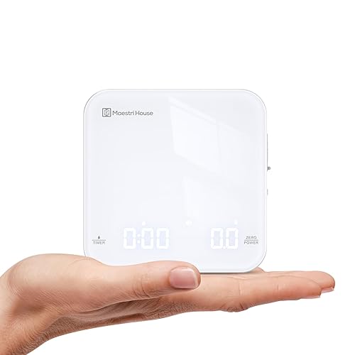 Miniatura 8 de Maestri House Mini báscula de café con temporizador, báscula de espresso recargable USB-C, escala precisa de 4.4 lbs0.00 oz para café expreso