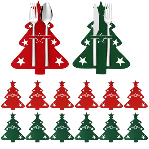 ZocRjvN 12 Pack Bestecktasche Weihnachten, Weihnachtsdeko Tisch,...