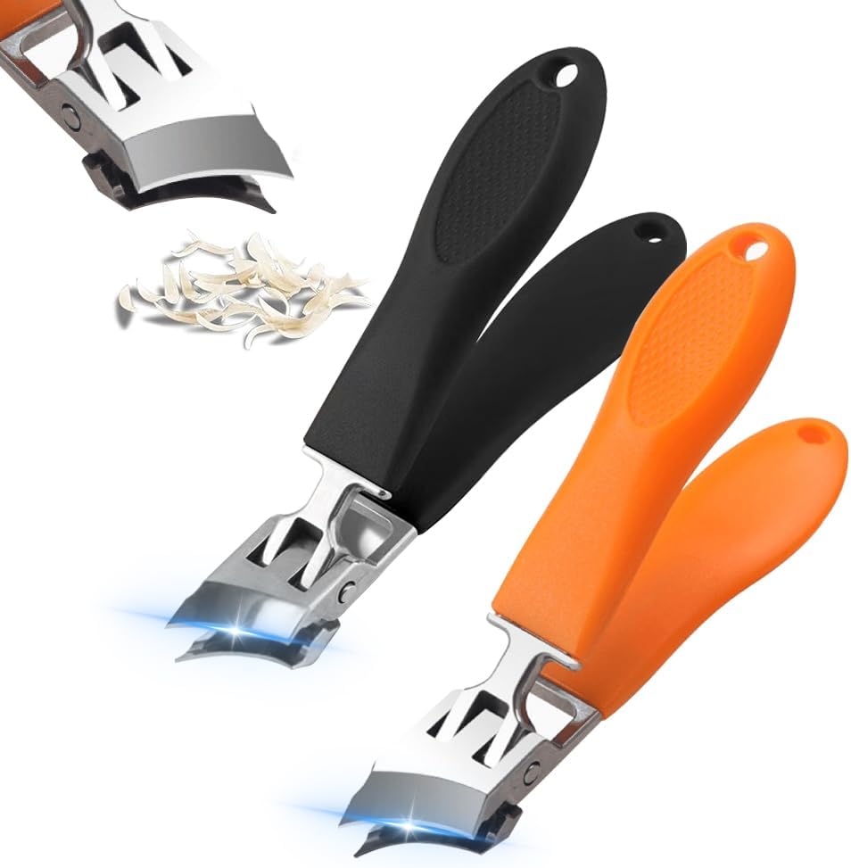 Wide Jaw Toenail Clippers, 2026 New Wide Jaw Opening Slanted Nail Clippers for Ingrown Nails, Long Handle Nail Clippers Nail Trimmer for Thick Nails (Black+Orange)