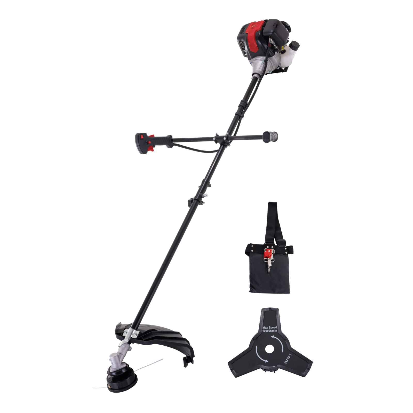 Scheppach Desbrozadora de gasolina PBC310-4S – 0,7 kW | 1,0 CV motor de gasolina de 4 tiempos | arranque por cable | desbrozadora y desbrozadora