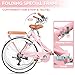 kaiwrxin 26 Inch Folding Beach Cruiser Bike for Women, 7-Speed Ladies Bike with Basket & Rack, Perfect for City Commuting's Bicycle, Ideal for Women and Adults (Pink, 26