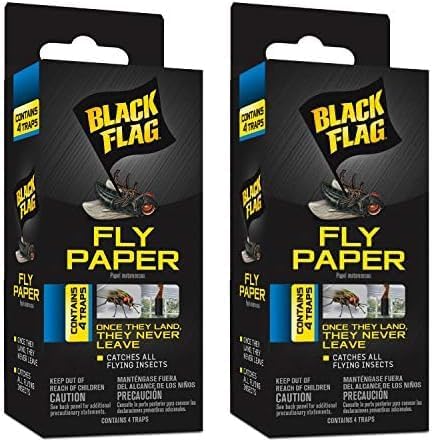 Black Flag Papel para moscas, trampa para insectos, atrapa todos los insectos voladores, 4 trampas (paquete de 2)