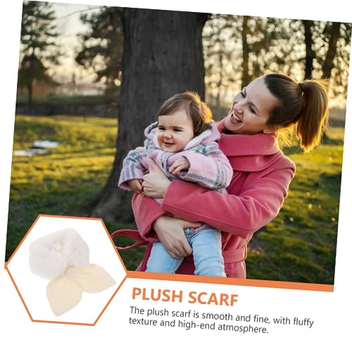 LIFKOME Plush Cartoon Winter Scarf for Boy Girl Thick Warm Neck Warmer Beige Soft Faux Rabbit Fur for Skiing School and Daily Wear Holiday Boys and Girls2