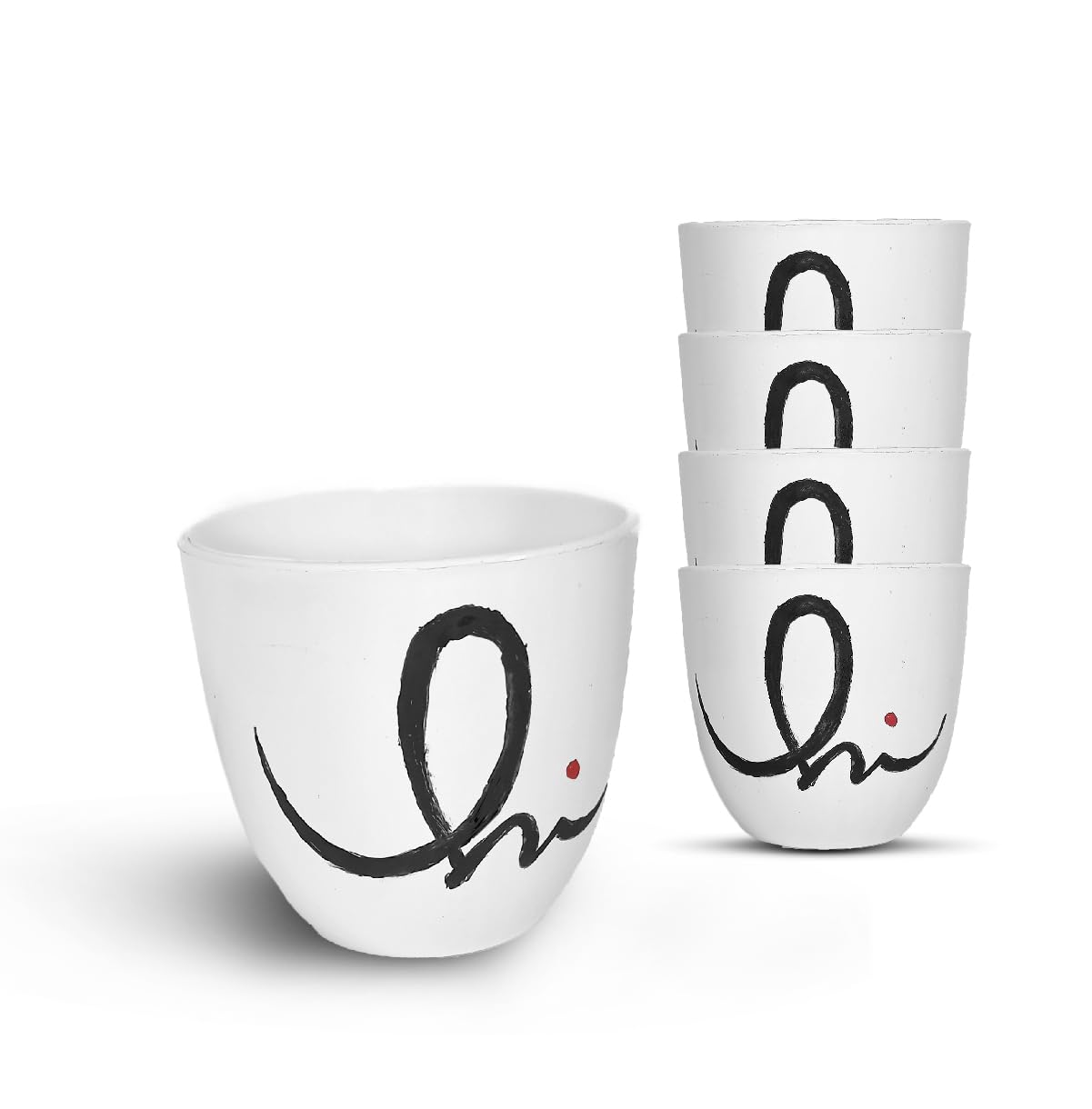 HILLMART Plastic Pots for Indoor Plants with Drainage Hole with Hi Text Printed Desing (Best Flower Pots & Planters for Home Decor, Living Room, Kitchen, Bedroom, Table Top, Office)