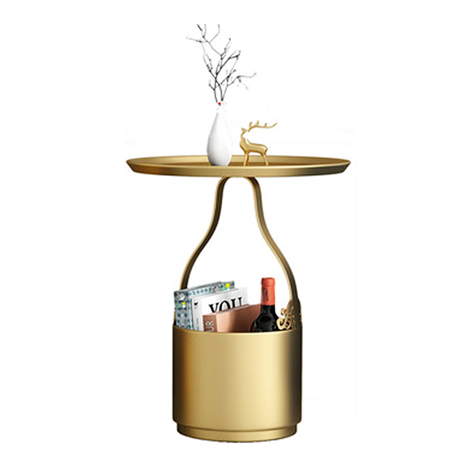 Table basse ronde pour canapé avec base dorée élégante et finitions soignées