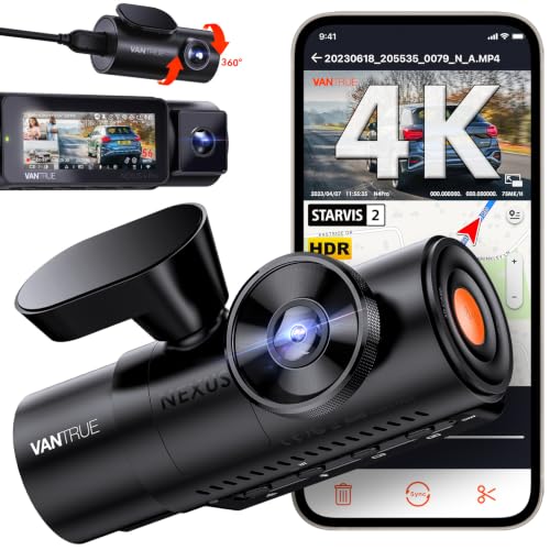 VANTRUE N4 Pro Dashcam Voiture 3 Canaux 4K+2x1080P Avant Int. Arrière HDR