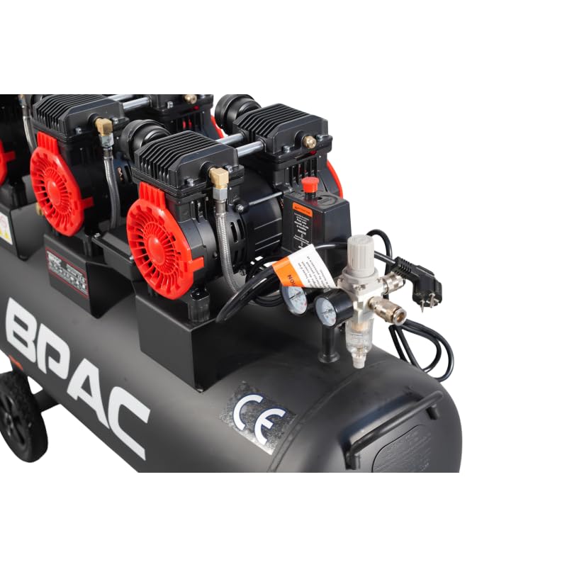 BPAC Compresor de Aire Coimprimido 100 L 4,5 CV - Motor sin Aceite-Silencioso