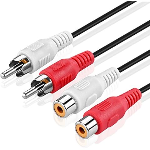 TNP Cinch Verlängerung, RCA Audio Verlängerungskabel - 2m, 2X Cinch Stecker auf 2X Cinch Buchse, Audiokabel für Fernseher, Lautsprecher, AV Receiver, Stereoverstärker Cover