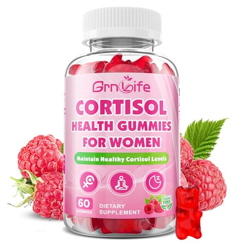 Cortisol Gummies for Women Cortisol Supplements Gummies with Magnesium Ashwagandha Rhodiola Rosea and L-theanine Complex for Relaxation and Focus Zzz Support Raspberry Flavor 60 Count