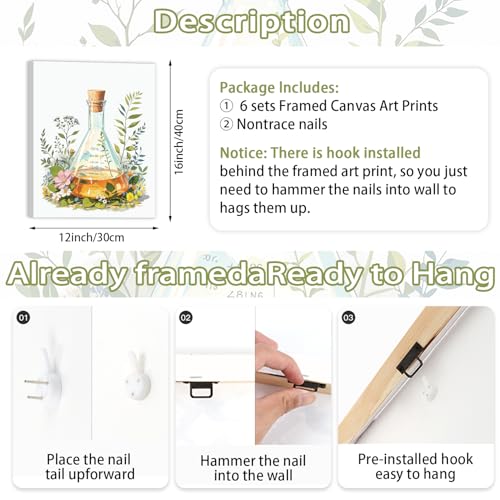 Image of CHDITB Botanical Science Canvas Wall Art, Watercolor Floral Laboratory Prints, Chemistry Wall Decor, Boho Wildflower Lab Poster, Nature Aesthetic Artwork For Classroom School Office Decor 12 inchX16 inchX6