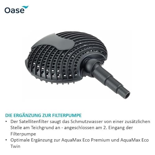 OASE 57177 Satellitenfilter AquaMax Eco, schwarz - passend für AquaMax Eco Premium und AquaMax Eco Twin, saugt Schmutzwasser an