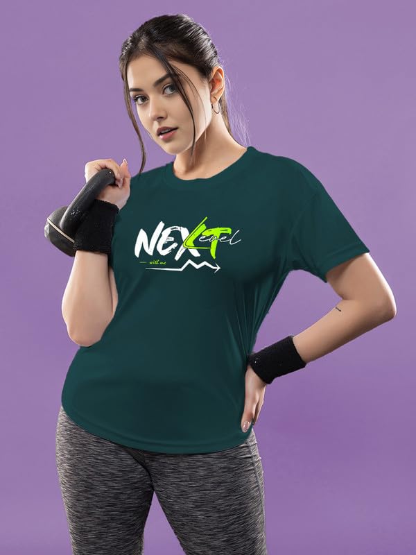 Image of CHKOKKO Womens Stylish Activewear Quick Dry Lightweight Breathable Printed Round Neck Half Sleeve Regular Fit Gym T Shirt for Sports Yoga and Training