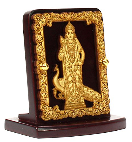 Image of Eknoor Car Dashboard Idol- Super Carving - Lord Swami Kartikeya Ji with Peacock for Car Dashboard and Pooja Ghar