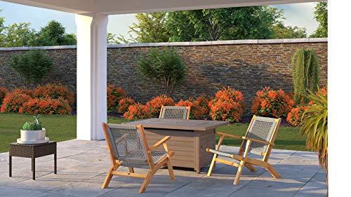 Patio Sense 63635 Vega Natural Stain Outdoor Chair Acacia Wood Construction Woven Web Seat Mid Century Design Comfortable Reclining Armchair Patio Lawn Garden Backyard Deck - Gray Cording #TOP1