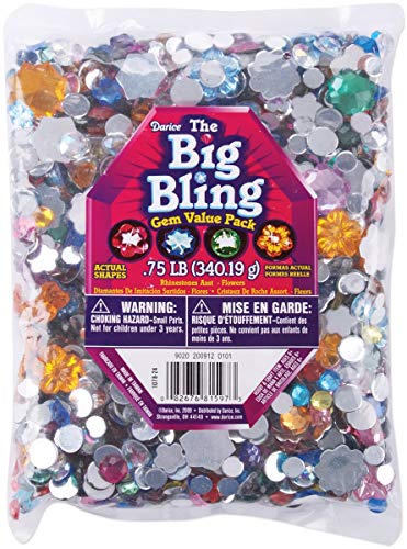 Darice 1078-24 Big Bling Flowers and Round Gem Value Pack Rhinestones, Multicolor