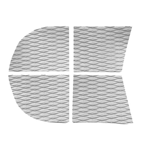 MonkeyJack Self Adhesive Diamond Grooved Non-slip EVA 9Pcs Full Deck Traction Pad + 4Pcs Dog Traction Grip Mat Tail Pads for SUP Surfboard Paddleboard Longboard - Grey white camo