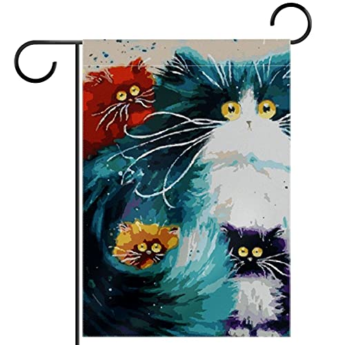 Drapeau de jardin chat anti-decoloration double face pour exterieur