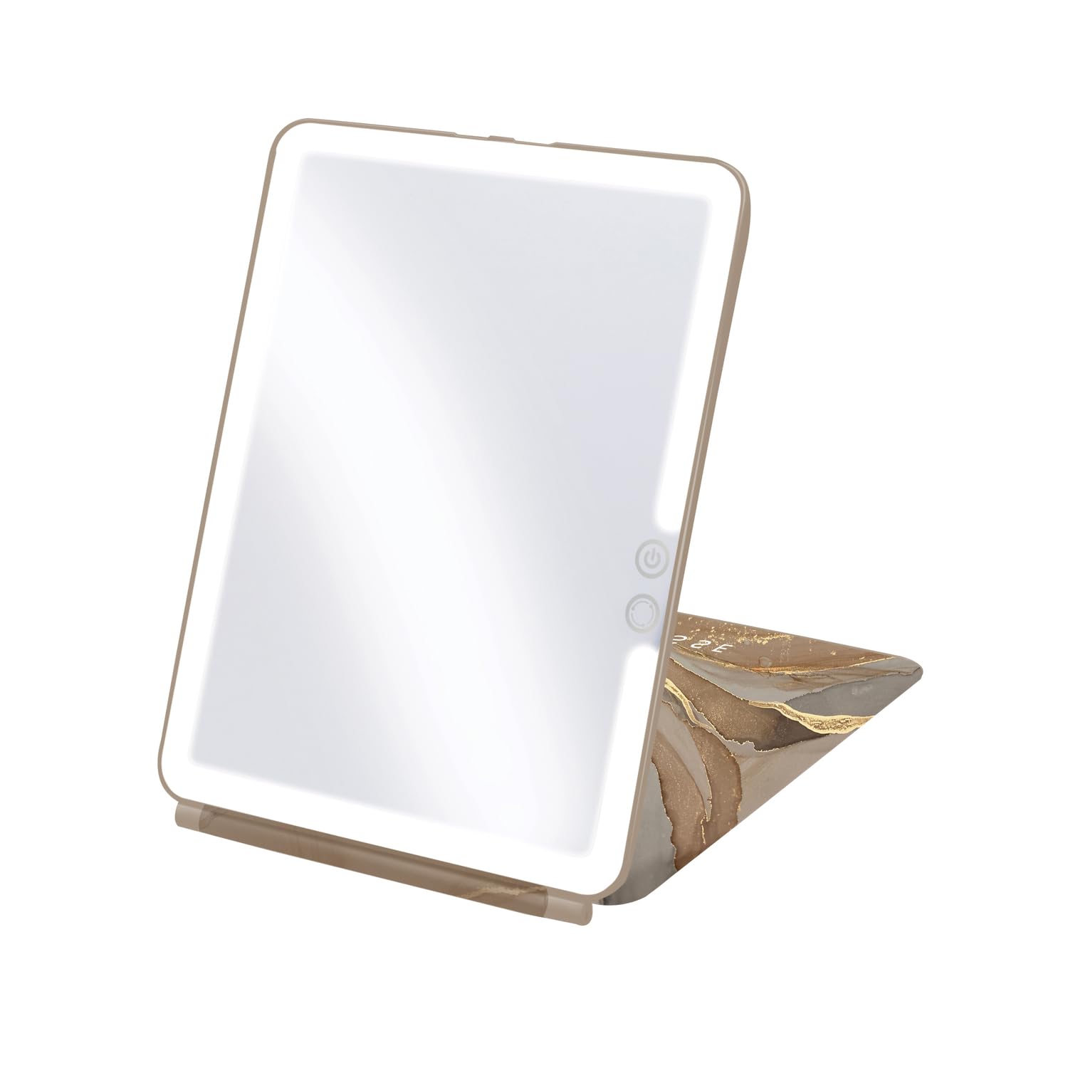 SENSSE Glow Up LED Makeup Mirror – Portable Lighted Vanity Mirror with 3 Light Modes, Touch Dimmable LED Lighting, Rechargeable Travel Makeup Mirror, Adjustable Stand, Modern Marble