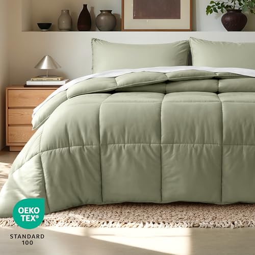 Image of Bare Home Comforter Set - Queen Size - Ultra-Soft - Goose Down Alternative - Premium 1800 Series - All Season Warmth (Queen, Sage)