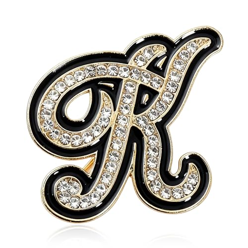 Image of Letter Brooches and Pins for Women A-Z Initial Brooch Pins for Socks Backpacks Crafts Fashion Crystal Rhinestone Initial Pins Trendy Custom Jewelry for Men Women