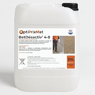 BétDésactiv’ 4-8 – Désactivant béton lavé décoratif prêt à l’emploi 20L = 100M² | Profondeur 4 à 8 mm | Pour sols, allées, parkings, terrasses – Jusqu’à 100 m² | OptiPrixMat