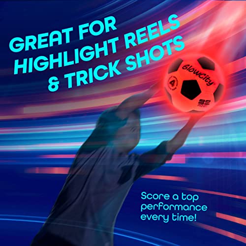 Glowcity Glow In The Dark Soccer Ball- Light Up, Indoor Or Outdoor Soccer Balls With 2 Led Lights And Pre-Installed Batteries - Gift Ideas For Teen Boys And Girls﻿ (Youth (Size 4) - Red) #TOP6