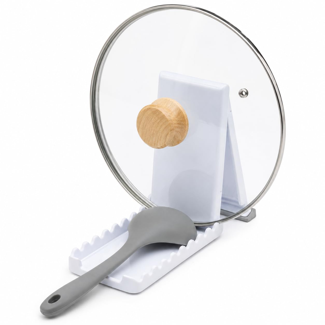 FiNeWaY Lid Organiser for Cupboard - Foldable Pan Lid Holder with Non-Slip Base - Pan Lid Organiser for Kitchen Storage & Organisation - Ideal for Saucepan Lids, Compact Cupboard & Pantry Storage