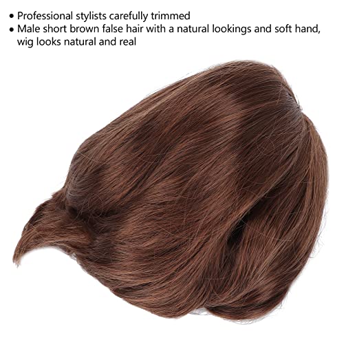 Men Short Brown Wig,Men Short Light Brown Wig Male Short Straight False Hair Full Wig for Costume Halloween Display the Wig Looks and Real Very Practical Short Brown Wig Men by Ymiko - Image 3