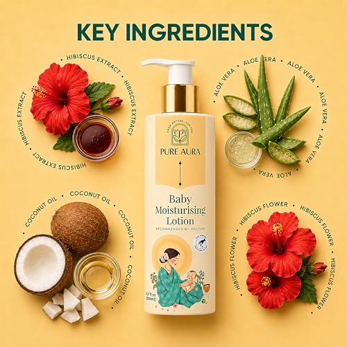 Image of Pure Aura Baby Summer Protection Bundle - Doctor Recommended Ayurvedic Sunscreen, Cooling Mist & Moisturizing Lotion Combo for Newborns & Sensitive Skin