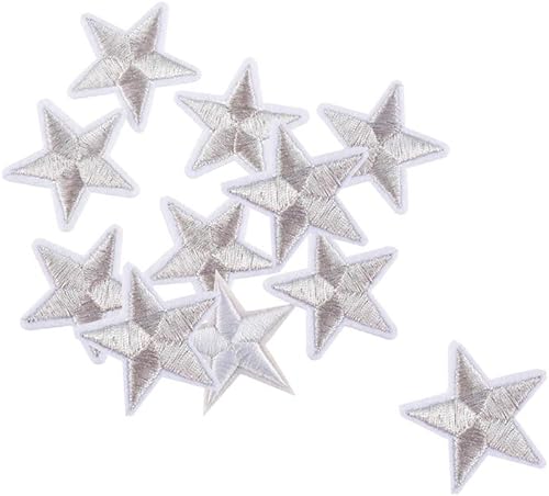 20 parches de estrellas grises para planchar y coser, parches bordados con insignia, parches para ropa y jeans