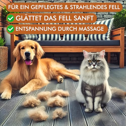 Bambus Kombi Hundebürste & Katzenbürste I Glätten und Entfilzen I kurz - mittellangem Fell geeignet I Hundekamm für Unterwolle I + Gratis Pflegehandbuch