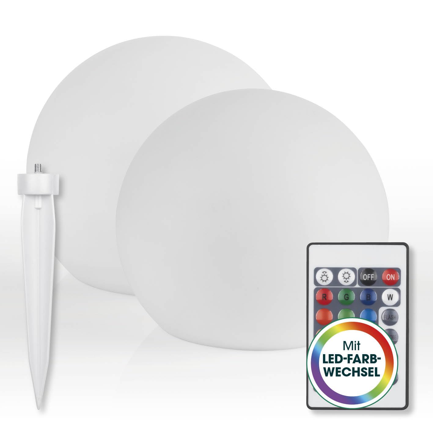 EASYmaxx 2er- Set LED Solarleuchte mit Farbwechsel | Deko Gartenleuchte mit LED Beleuchtung | Wunderschöne Lichteffekte mit Tageslichtsensor In & Outdoor | Gartendeko Witterungsbeständig, Kugel 30 cm
