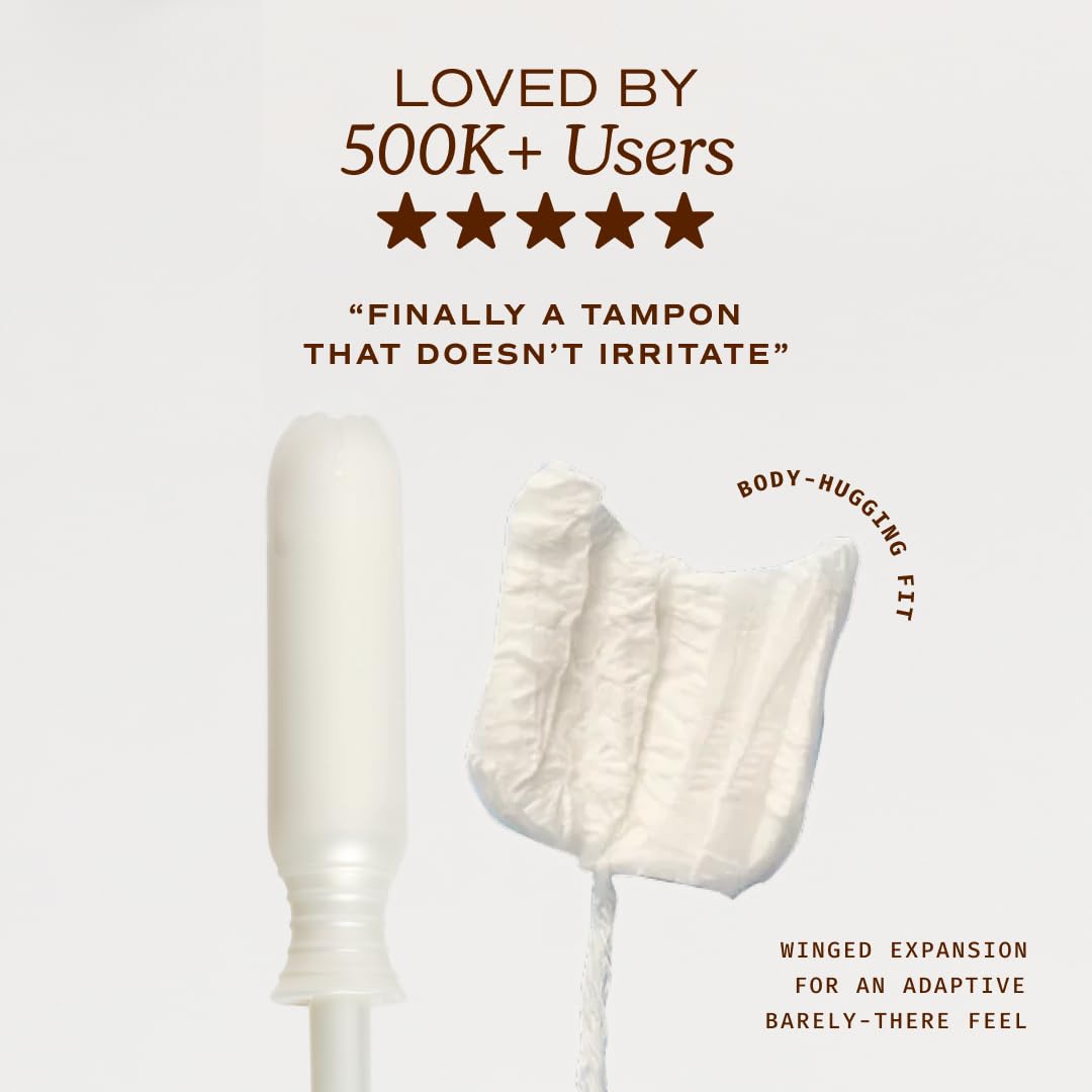 August Super Tampons - 24-Pack 100% Organic Cotton Tampons for Women and Anyone Who Menstruates, Non-Toxic, Fragrance-Free, and Hypoallergenic with Long Applicators