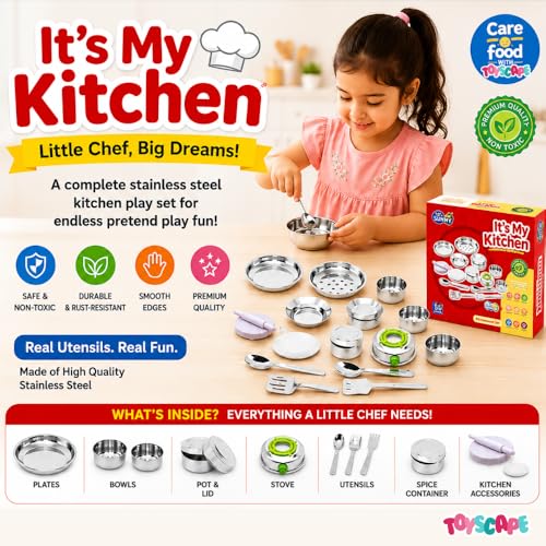 Image of Its My Kitchen | Best18 Pieces Kitchen Set for Kids | A Perfect Roleplay Pretend Play Kitchen Play Set for Kids