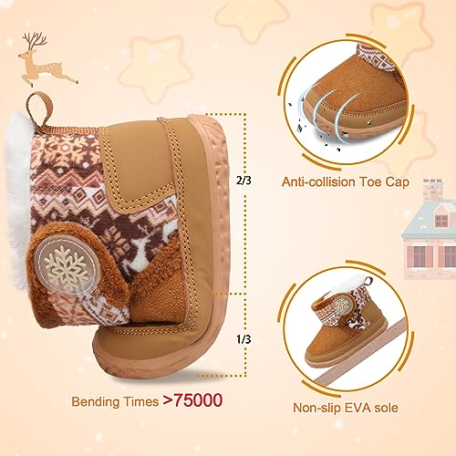 L-Run L-A0319-BROWN RETRO-125 Newborn Baby Boys Girls Winter Boots Infant Toddler Winter Warm Crib Booties Shoes Brown 6-12 Months Infants thumb #4