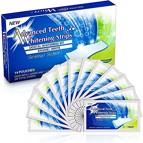 Advanced Teeth Whitening Strips 28 Count(14 Upper and 14 Lower Strips) Compare to Major Brands and Save.
