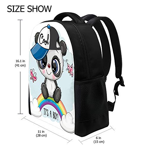 Sac à dos panda arc-en-ciel résistant à l'eau avec fermeture double