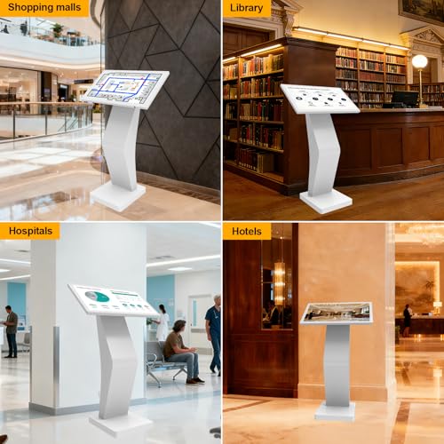 Image of 27 Inch Touch Screen Kiosk, 10pt PCAP Capactive Touch Screen Digital Signage, Windows OS K-Style Indoor Digital Signage, Interactive LCD Display Signage, U-Disk Publish Content, Split Screen