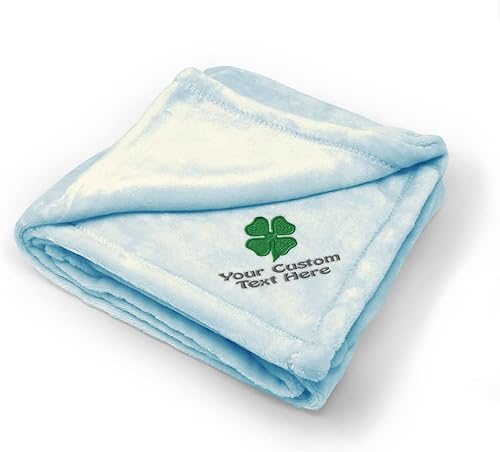 Miniatura 6 de Fastasticdeals Mantas de bebé bordadas personalizadas para niños y niñas, trébol de 4 hojas