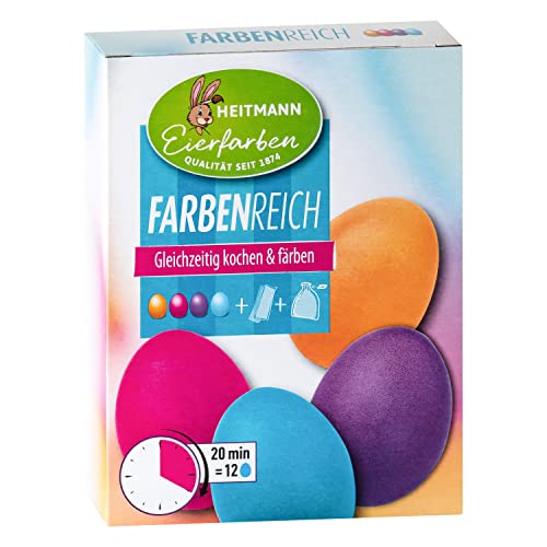 Heitmann Eierfarben - Colorido - 4 huevos líquidos de colores naranja/rosa/azul/morado