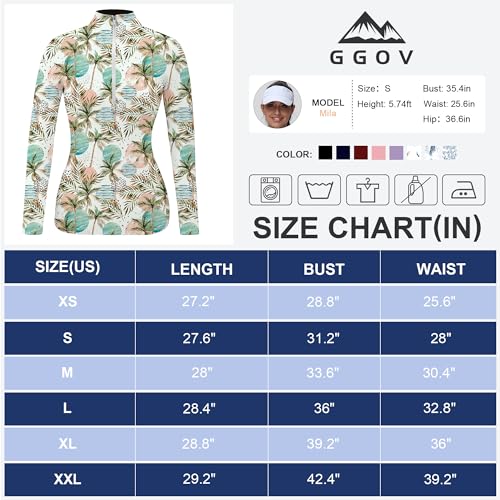 Image of GGOV Golf Shirts for Woman UPF 50+ Sun Protection Quick Dry Lightweight Long Sleeve Polo Shirts for Woman Rash Guard