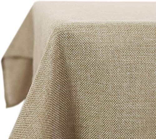 Deconovo Faux Linen Table Cloth Wipe Clean Water Resistant Tablecloth for Party 54x79in(137x200cm) Light Grey
