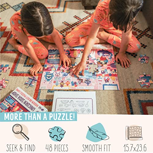 Foothill Toy Co. Children’s Jigsaw Puzzle | Unique Unicorn Art | Educational Gift For Kids 3-8, Unicorn Soda Shop - 48 Piece #TOP1