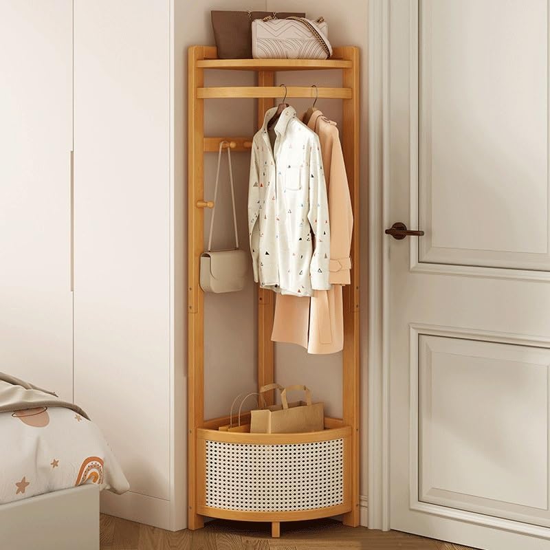 ハンガーーポール フロアスタンドコートラック寝室コーナーハンガー壁多機能小型ワードローブ