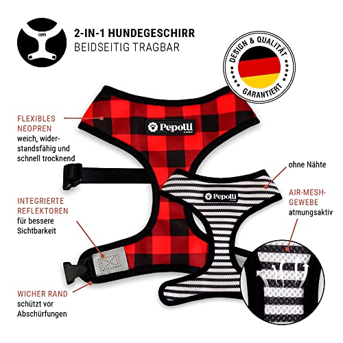 Pepolli Hundegeschirr | Geschirr für Französische Bulldogge, Frenchie, Frenchbulldog, Mops (S (Hals 33–36 cm, Brust 49 – 64 cm), MC French)