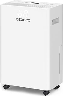 34 Pint Dehumidifier for Basement up to 2500 Sq.Ft, ozeeco Home Dehumidifier with Drain Hose, Ionizer, Humidity Control, Ultra Quiet, Child Lock, 24H Timer for Bedroom, Bathroom, RV