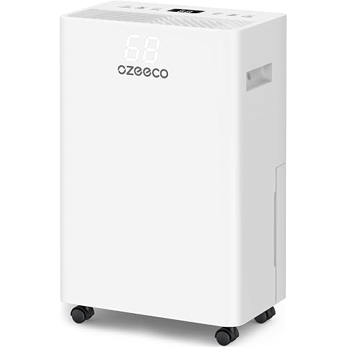 34 Pint Dehumidifier for Basement up to 2500 Sq.Ft, ozeeco Home Dehumidifier with Drain Hose, Ionizer, Humidity Control, Ultra Quiet, Child Lock, 24H Timer for Bedroom, Bathroom, RV