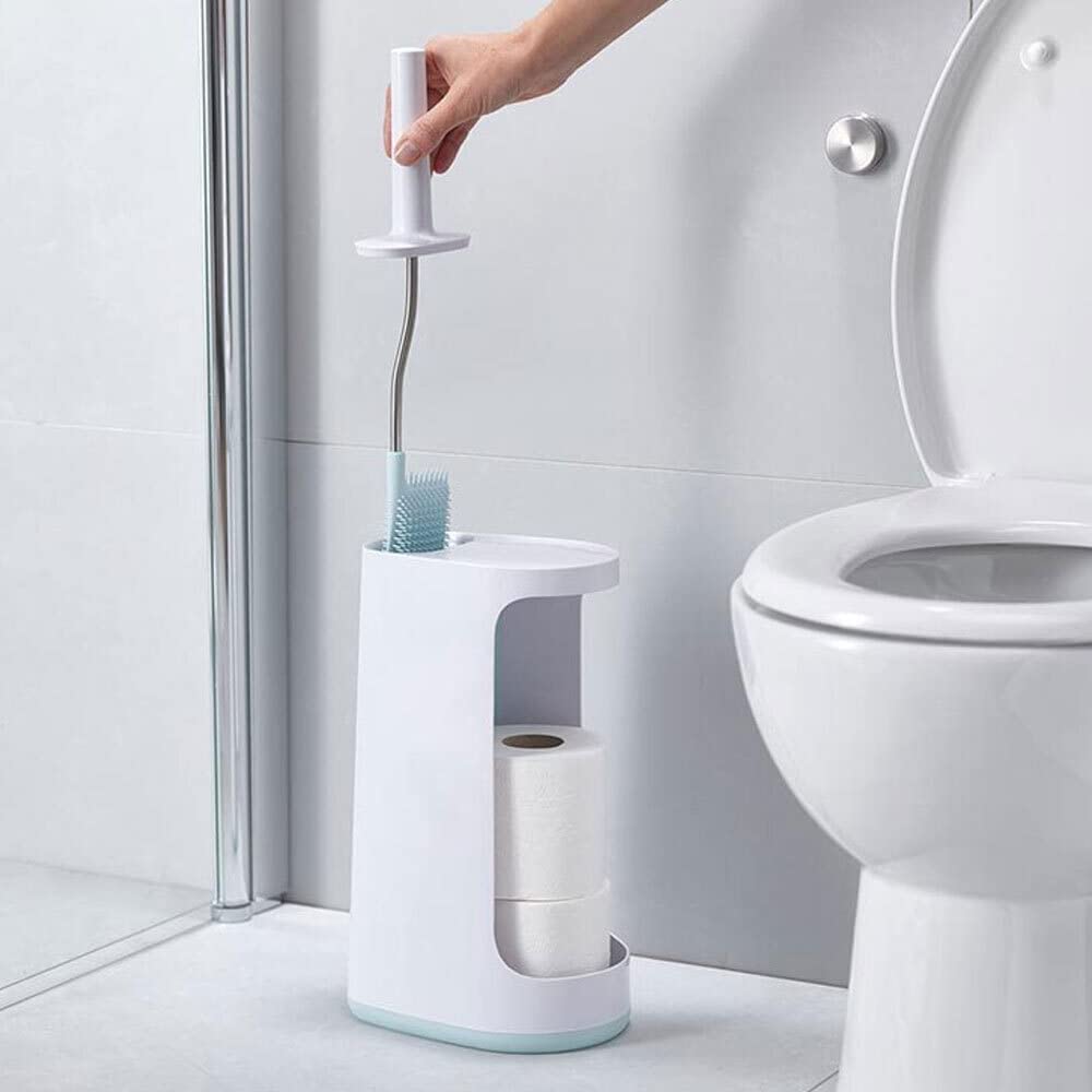 Joseph Joseph 70536 Flex Store Escobilla para Inodoro con Cubo de Almacenamiento, Azul/Blanco, Extra Grande