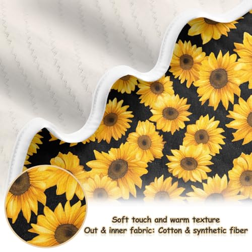Image of Nursery Bed Blankets for Baby Boy and Girl Soft Crib Receiving Blanket for Toddler and Infant 30X40in Sunflowers